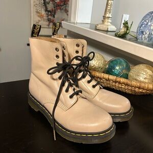 Dr Martens Pascal Combat Boots Leather Taupe Brown Gray Size 9